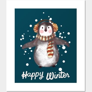 Happy winter - Dancing penguin Posters and Art